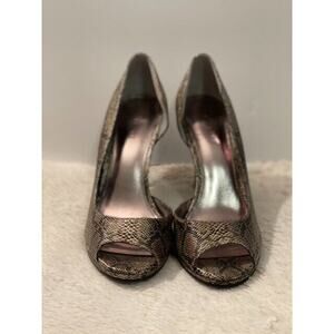 Alfani Women's High Heels Snake Skin Pattern in Gold/Bronze/Tan Color Size 7.5M